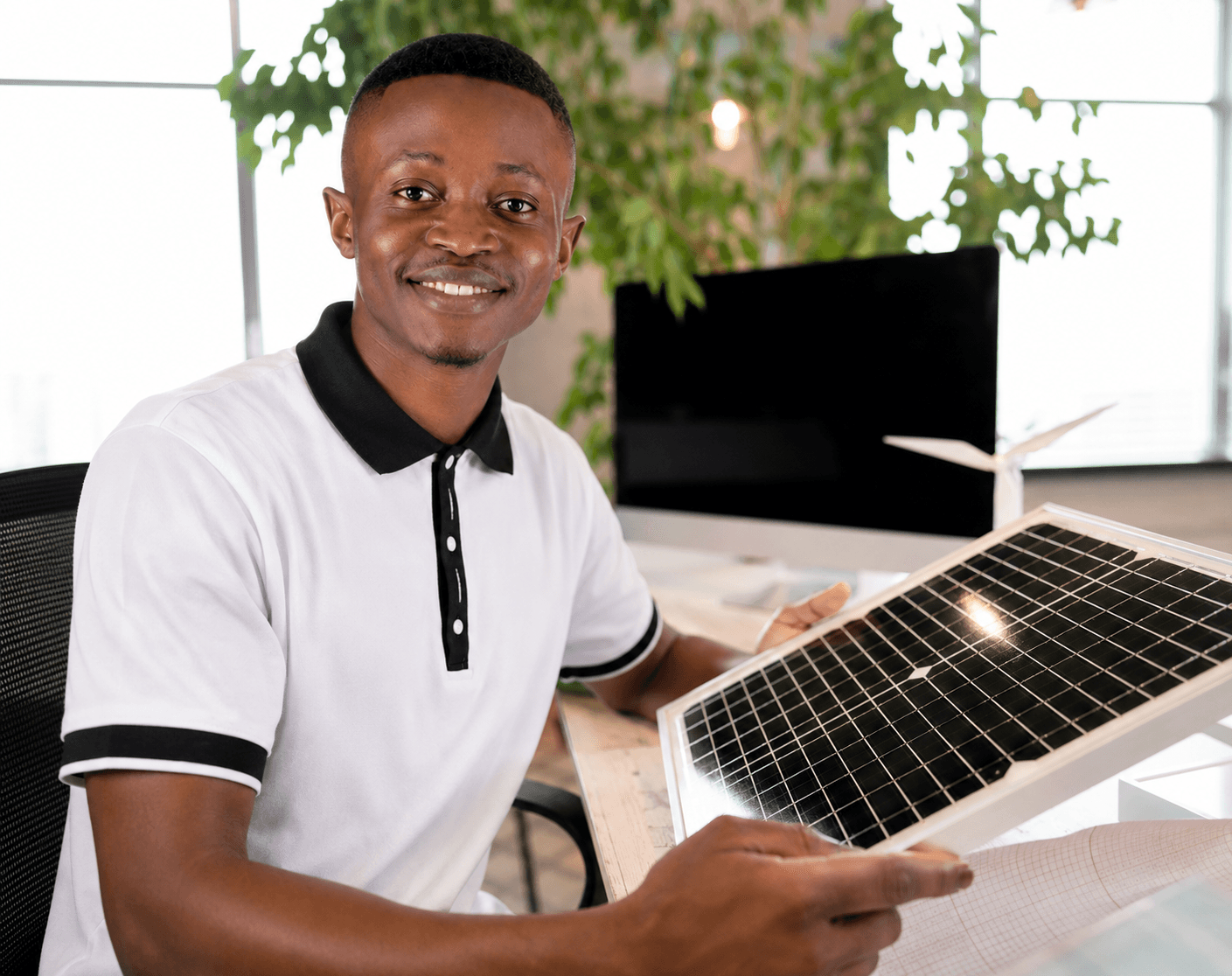 Rayspark Solar team member installing solar panel system in Nigeria